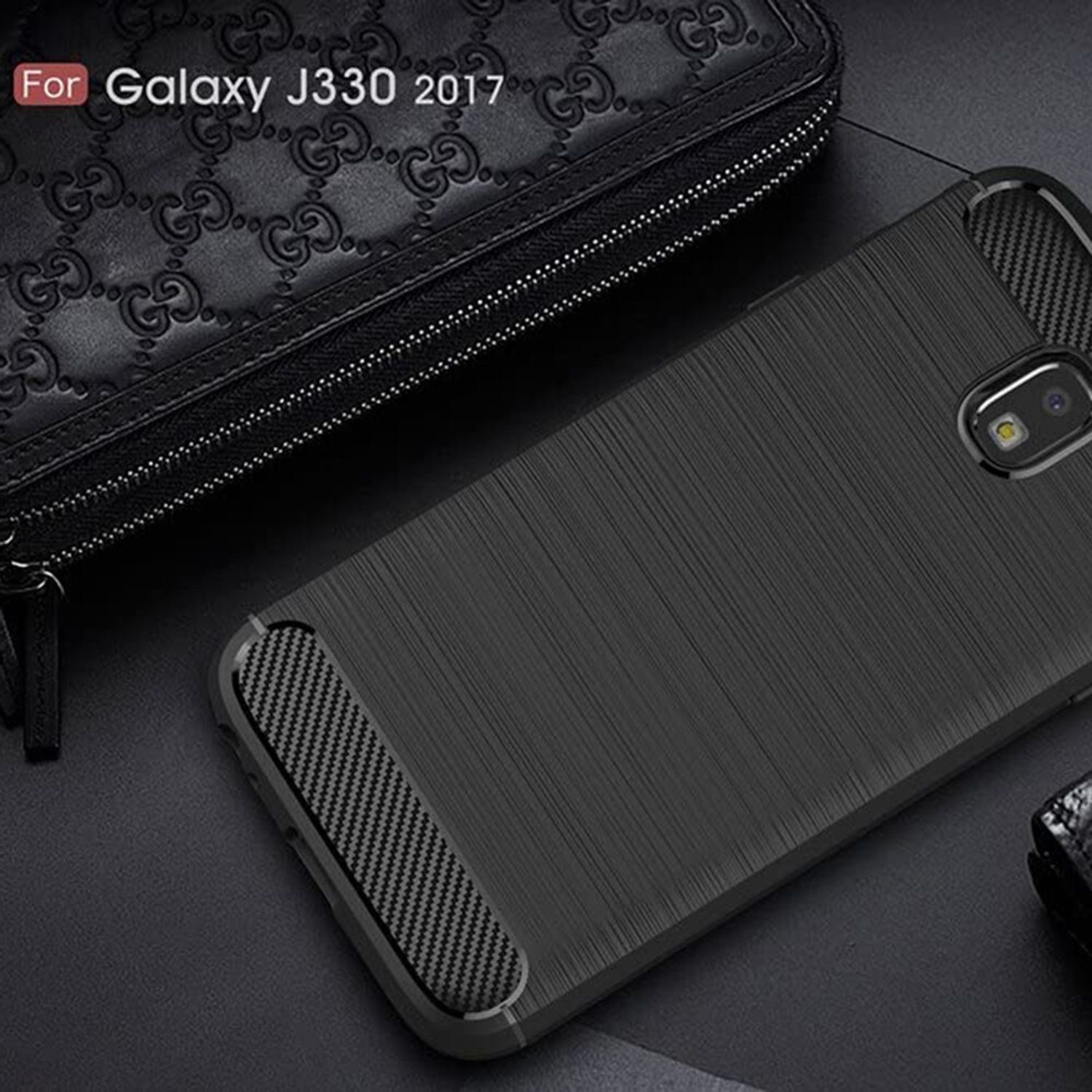 Husa Techsuit - Carbon Silicone - Samsung Galaxy J3 2017 - Black fotografia produsului View 2 L