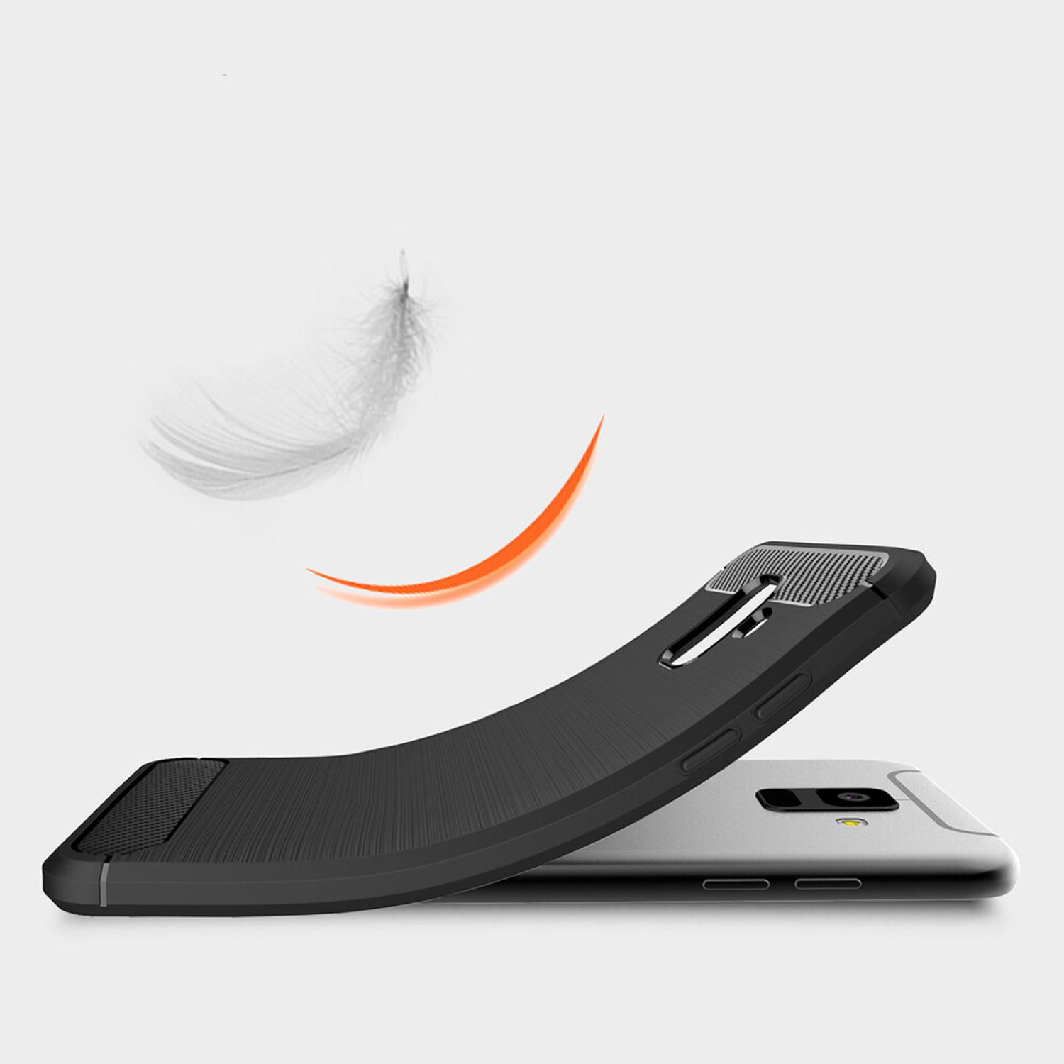 Husa Techsuit - Carbon Silicone - Samsung Galaxy A6 2018 - Black fotografia produsului View 2 L