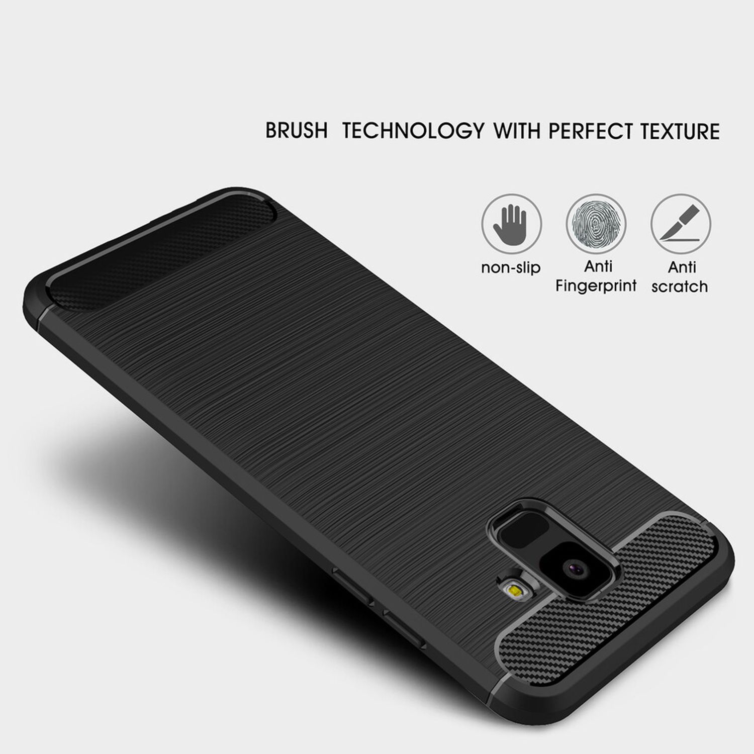 Husa Techsuit - Carbon Silicone - Samsung Galaxy A6 2018 - Black fotografia produsului View 3 L