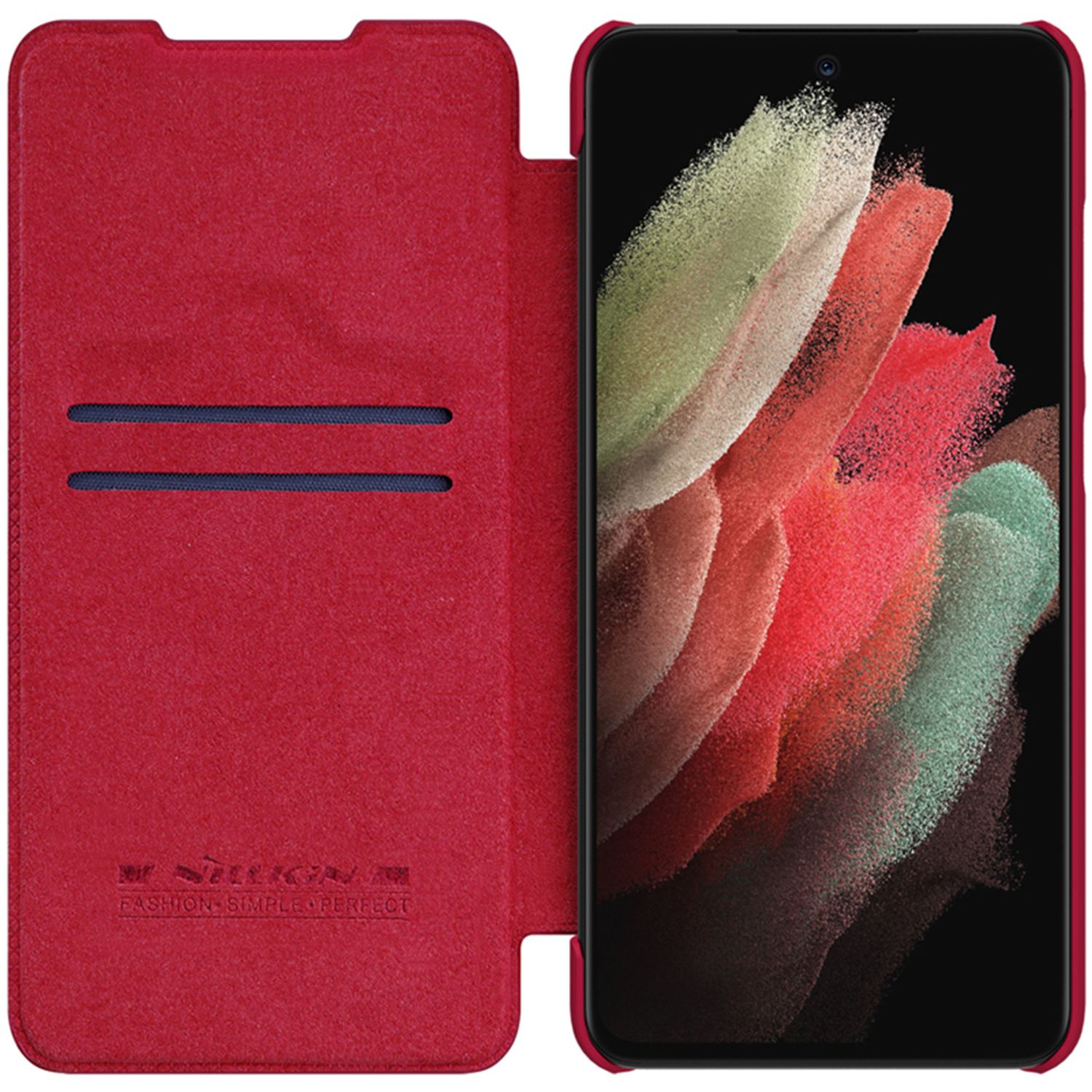Husa Nillkin - Qin Leather Case - Samsung Galaxy S21 FE - Red fotografia produsului View 3 L