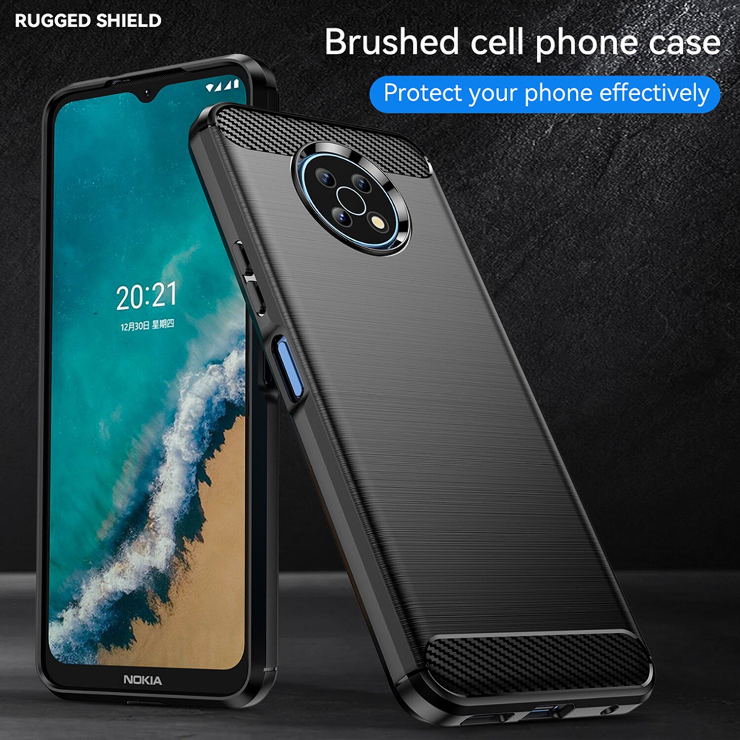 Husa Techsuit - Carbon Silicone - Nokia G50 - Black fotografia produsului View 3 L