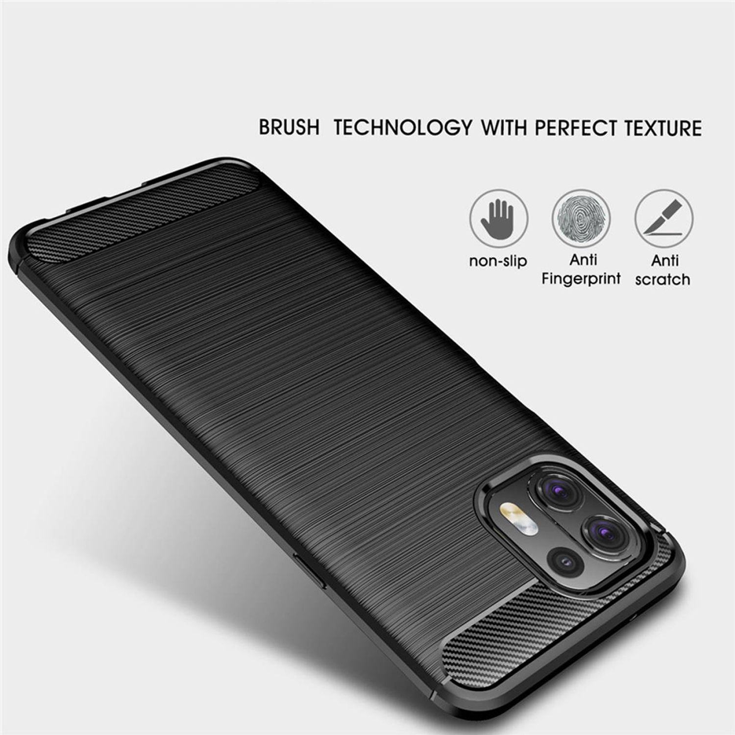 Husa Techsuit - Carbon Silicone - Motorola Moto Edge 20 Lite - Black fotografia produsului View 2 L