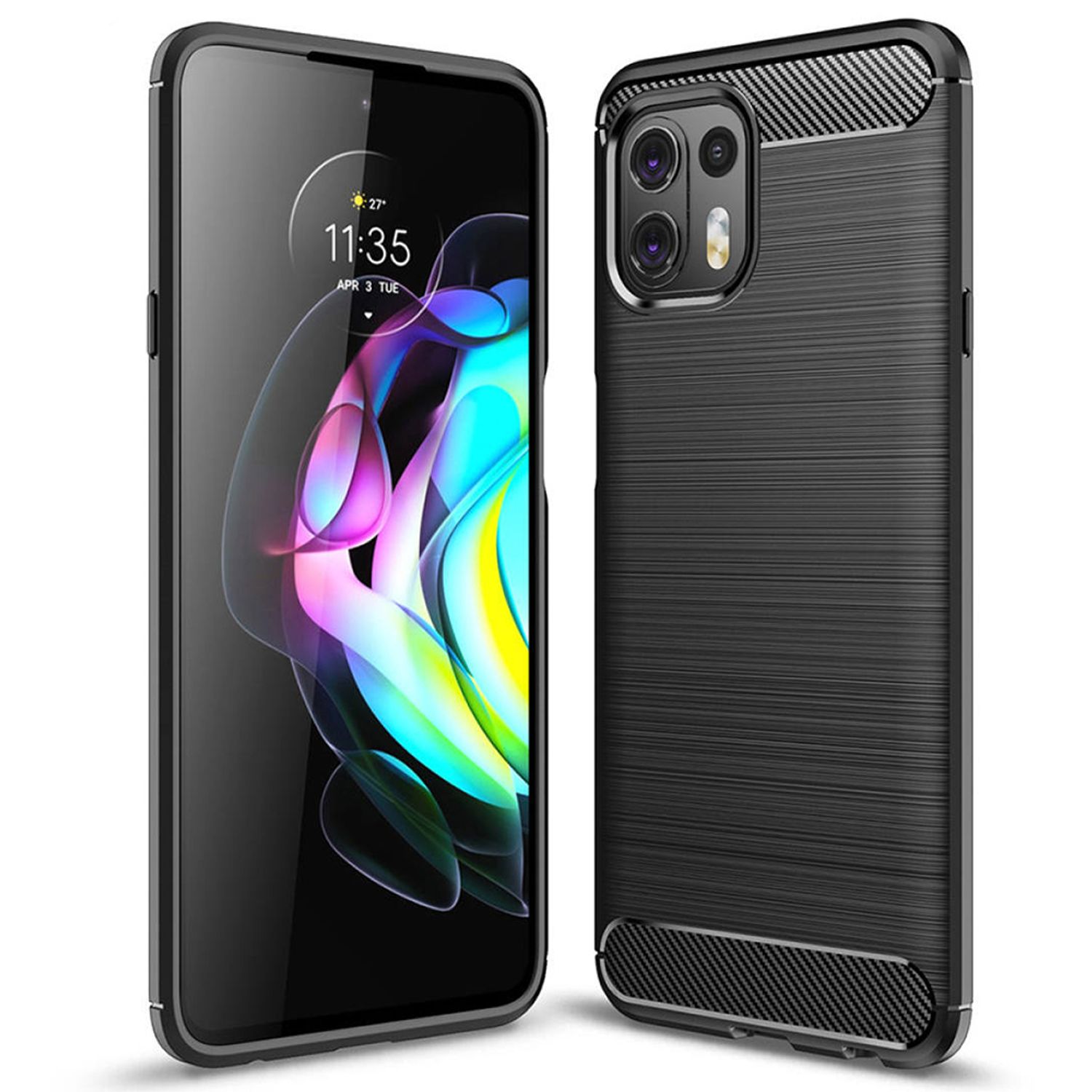 Husa Techsuit - Carbon Silicone - Motorola Moto Edge 20 Lite - Black fotografia produsului