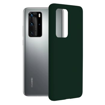 Husa premium techsuit - soft edge silicone - huawei p40 pro - dark green