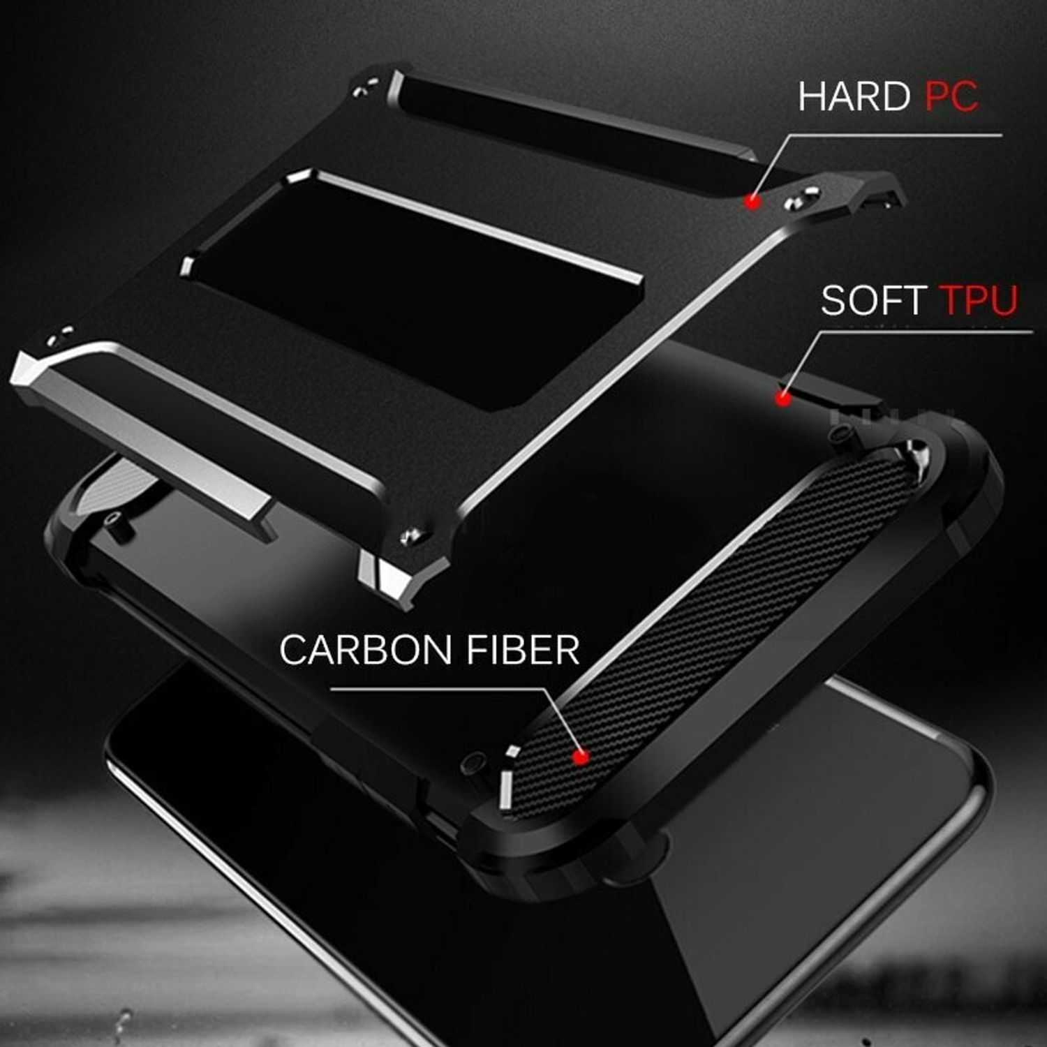 Husa Techsuit - Hybrid Armor - Xiaomi Redmi Note 9T - Black fotografia produsului View 2 L