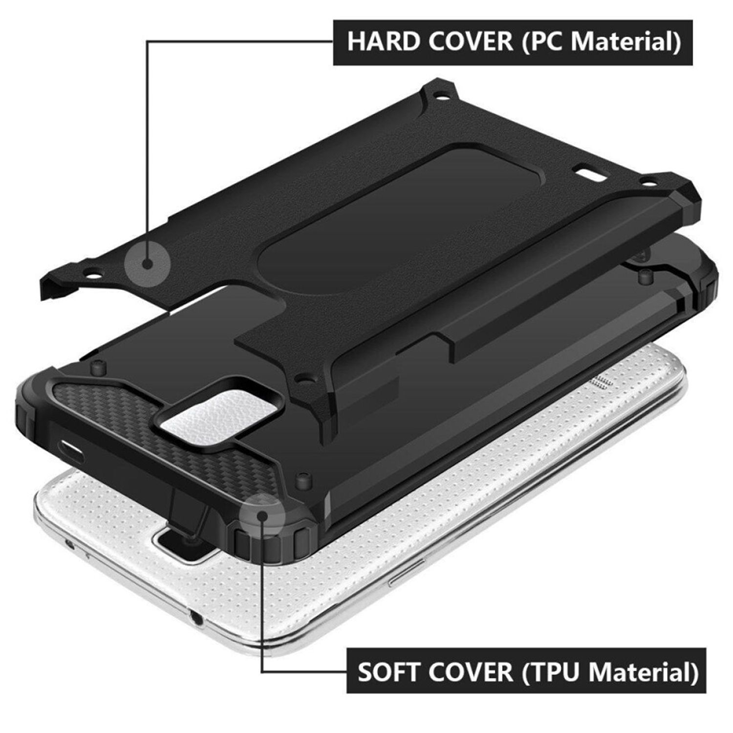 Husa Techsuit - Hybrid Armor - Samsung Galaxy S5 G900 - Black fotografia produsului View 2 L