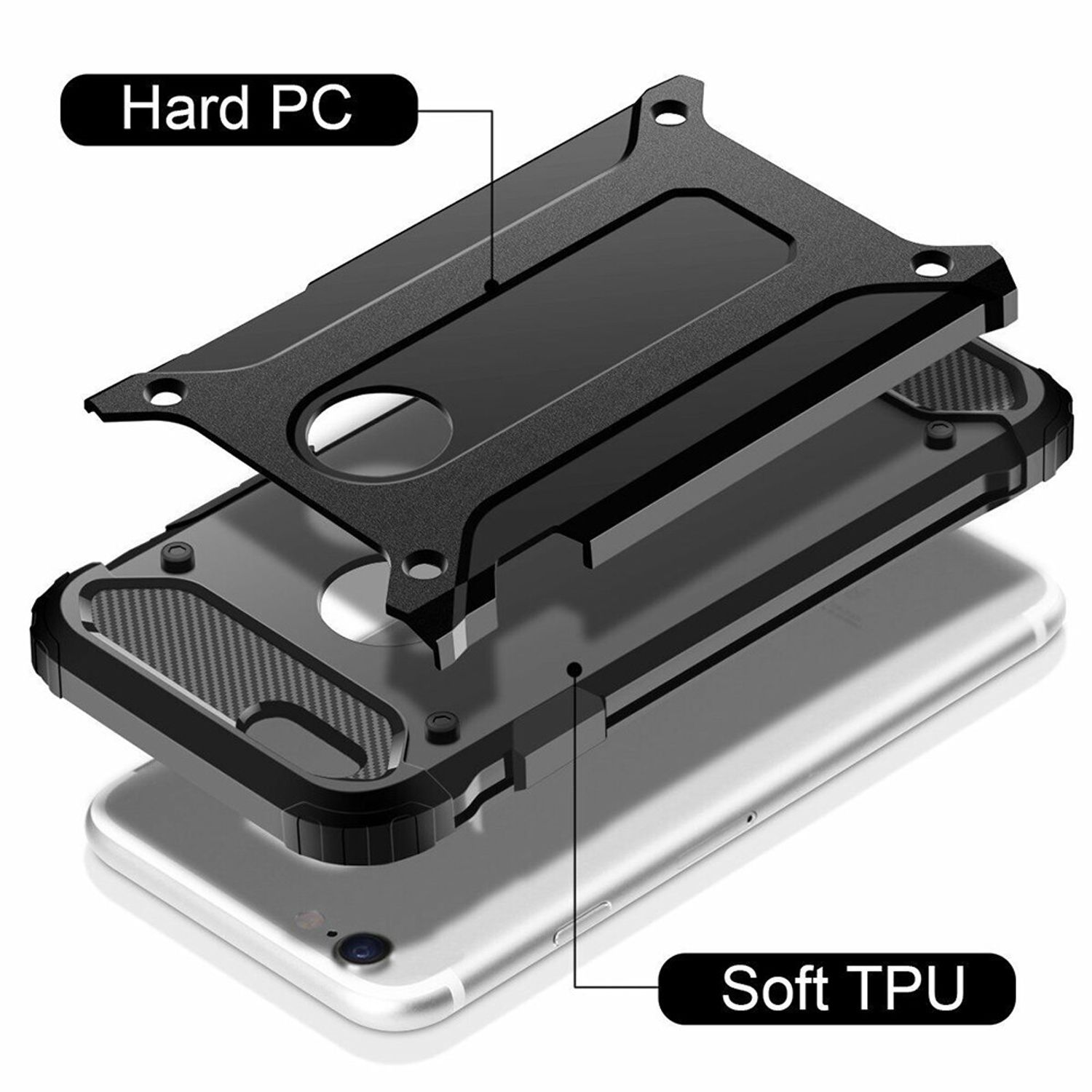 Husa Techsuit - Hybrid Armor - iPhone 4 / 4S - Black fotografia produsului View 2 L