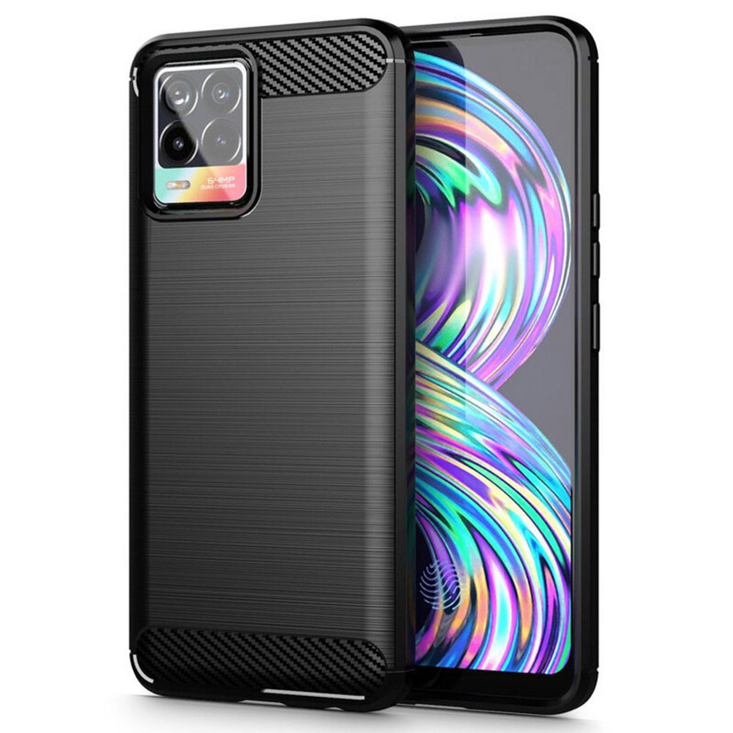Husa Techsuit - Carbon Silicone - Realme 8 4G / 8 Pro 4G - Black fotografia produsului