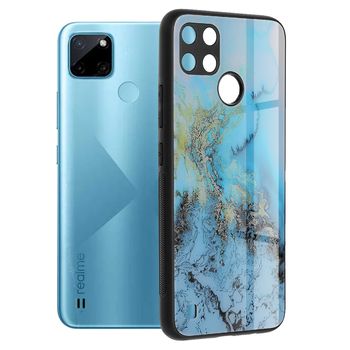 Husa cu spate din sticla techsuit - glaze series - realme c21y - blue ocean