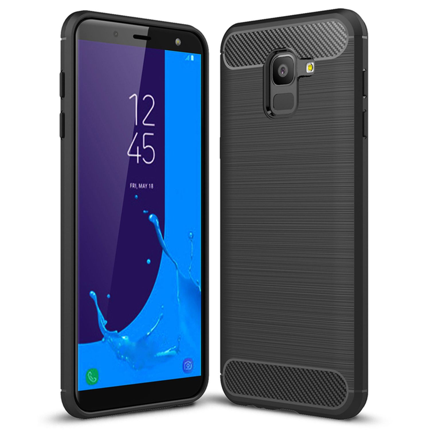 Husa Techsuit - Carbon Silicone - Samsung Galaxy J6 2018 - Black fotografia produsului
