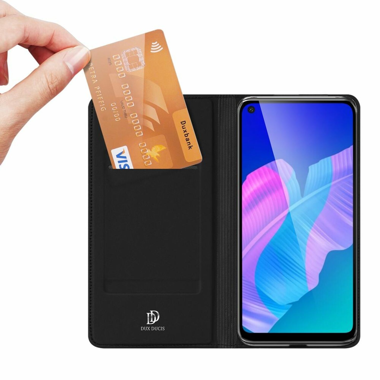 Husa tip carte Dux Ducis - Skin Pro - Huawei P40 Lite E - Black fotografia produsului View 3 L