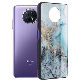 Husa cu spate din sticla techsuit - glaze series - xiaomi redmi note 9t - blue ocean