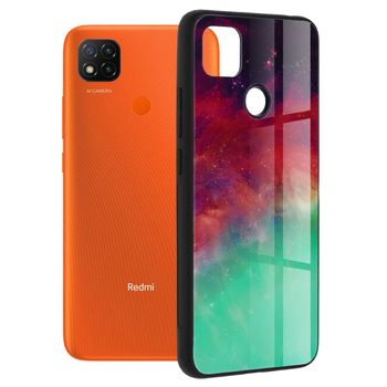 Husa cu spate din sticla techsuit - glaze series - xiaomi redmi 9c - fiery ocean