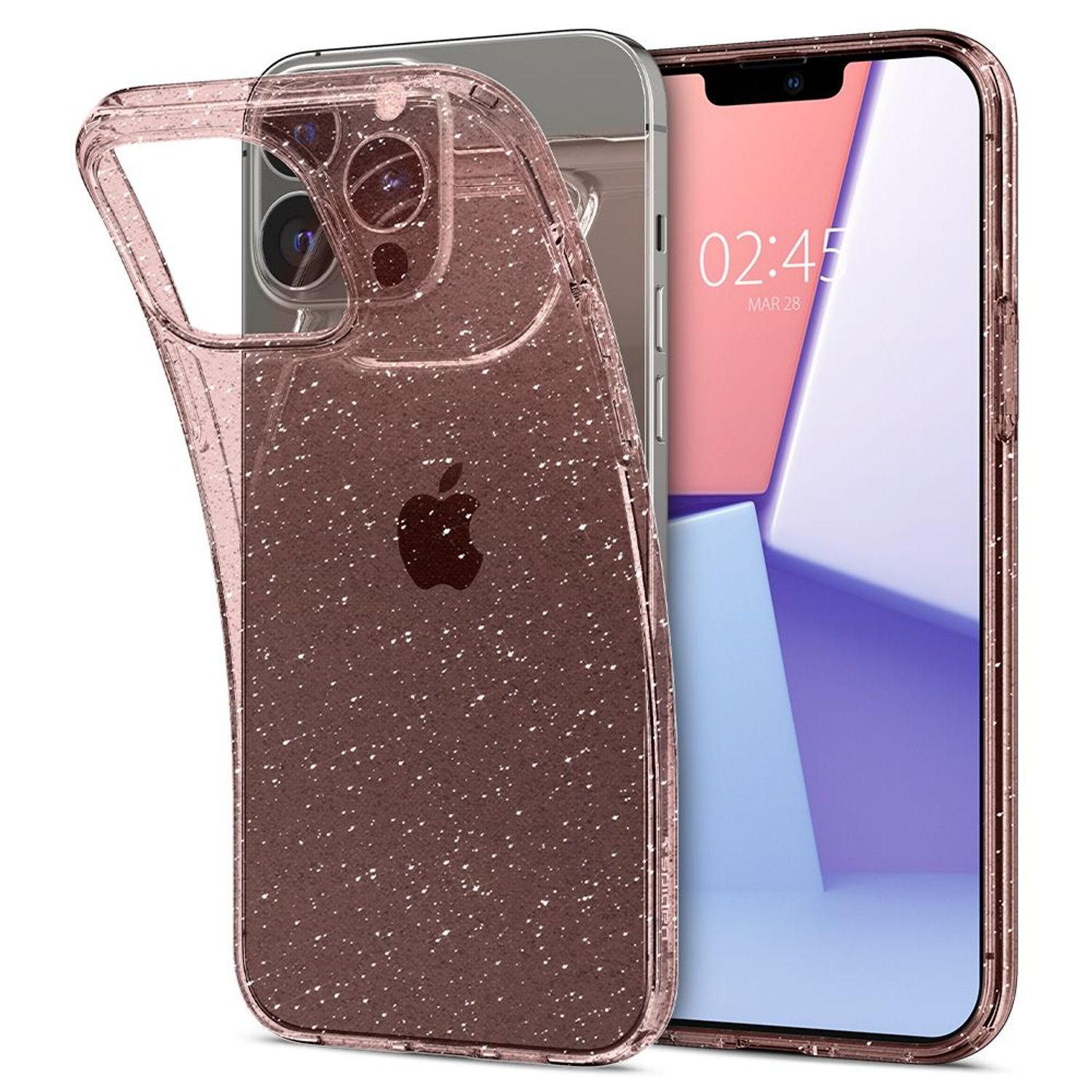 Husa premium Liquid Crystal compatibila cu iPhone 13 Pro, Glitter Rose fotografia produsului