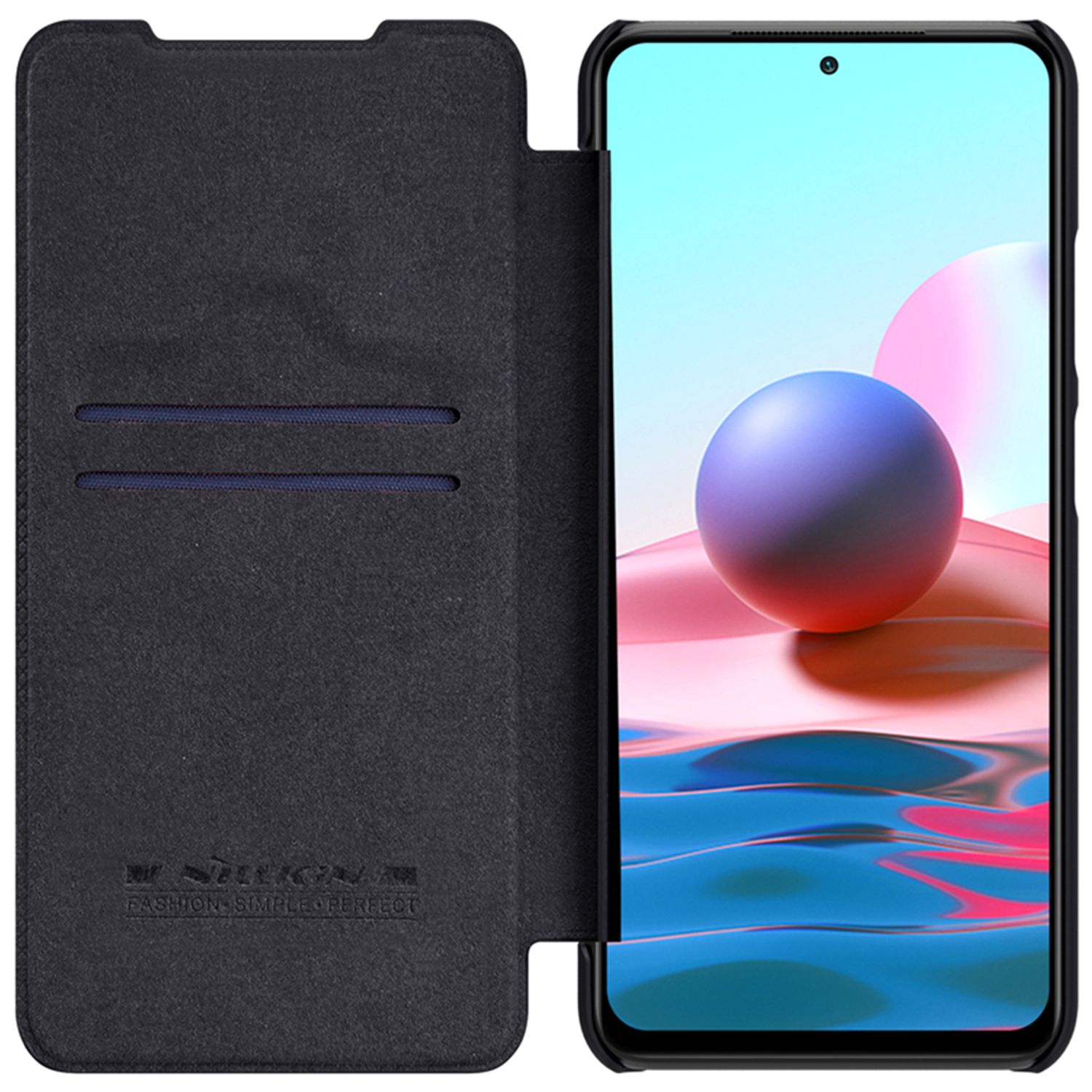 Husa Nillkin - Qin Leather Case - Xiaomi Redmi Note 10 / 10S - Black fotografia produsului View 2 L