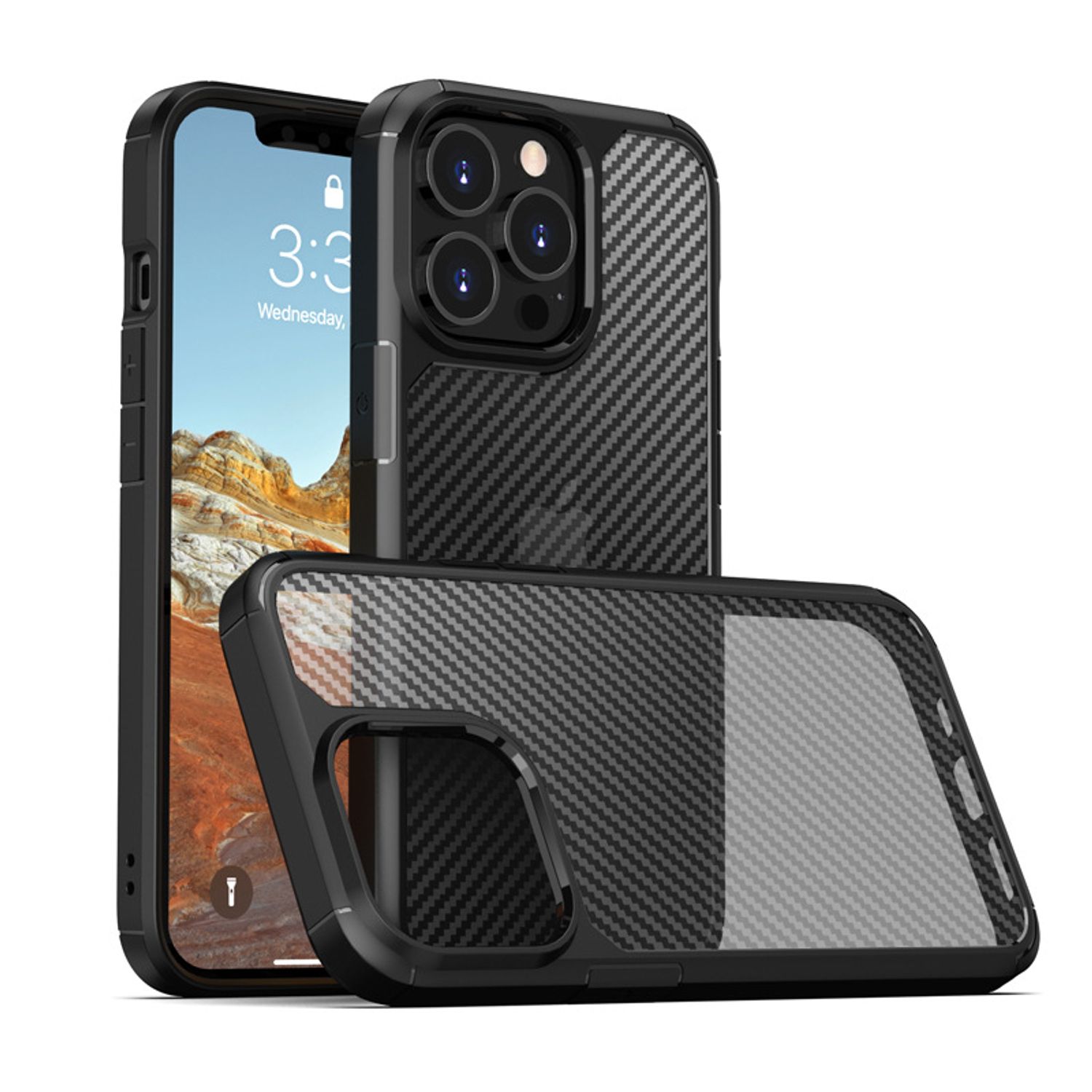 Husa premium Techsuit - CarbonFuse - iPhone 13 Pro - Black fotografia produsului