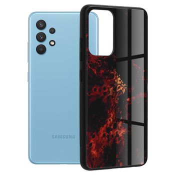 Husa cu spate din sticla techsuit - glaze series - samsung galaxy a32 4g - red nebula