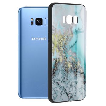 Husa cu spate din sticla techsuit - glaze series - samsung galaxy s8 plus - blue ocean