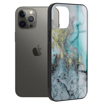 Husa cu spate din sticla techsuit - glaze series - iphone 12 pro max - blue ocean
