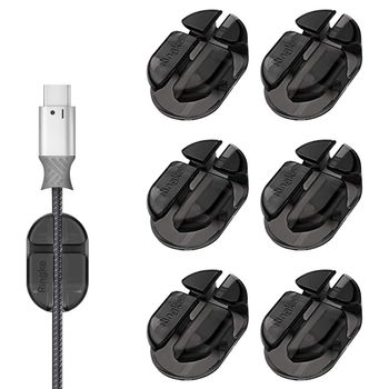Set 6 bucati organizator cabluri ringke, suport birou cu adeziv, negru