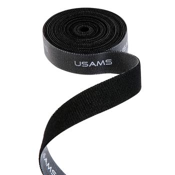 Organizator cabluri / velcro usams us-zb060, make your sense, 2 m, negru