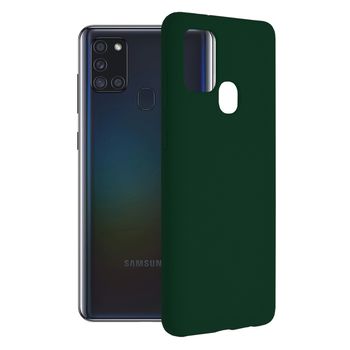 Husa premium techsuit - soft edge silicone - samsung galaxy a21s - dark green