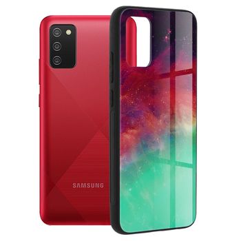Husa cu spate din sticla techsuit - glaze series - samsung galaxy a02s - fiery ocean