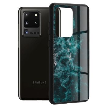 Husa cu spate din sticla techsuit - glaze series - samsung galaxy s20 ultra - blue nebula