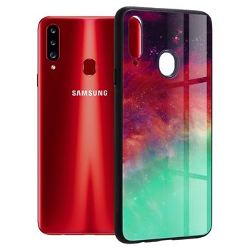 Husa cu spate din sticla techsuit - glaze series - samsung galaxy a20s - fiery ocean