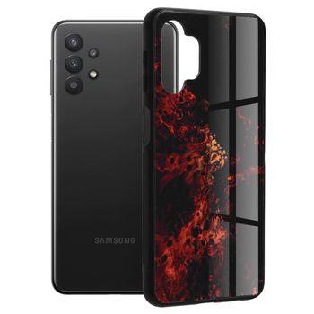Husa cu spate din sticla techsuit - glaze series - samsung galaxy a32 5g - red nebula