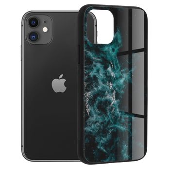 Husa cu spate din sticla techsuit - glaze series - iphone 11 - blue nebula