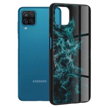 Husa cu spate din sticla techsuit - glaze series - samsung galaxy a12 - blue nebula