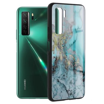 Husa cu spate din sticla techsuit - glaze series - huawei p40 lite 5g - blue ocean