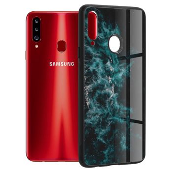 Husa cu spate din sticla techsuit - glaze series - samsung galaxy a20s - blue nebula