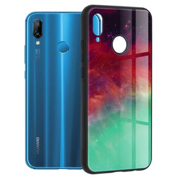 Husa cu spate din sticla techsuit - glaze series - huawei p20 lite - fiery ocean