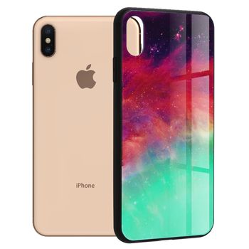 Husa cu spate din sticla techsuit - glaze series - iphone xs max - fiery ocean