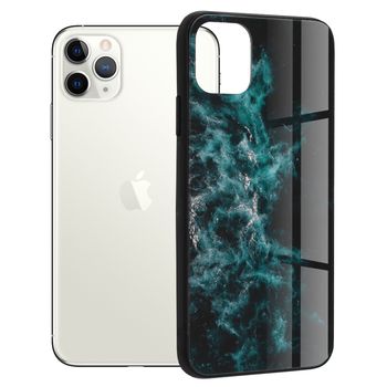 Husa cu spate din sticla techsuit - glaze series - iphone 11 pro max - blue nebula