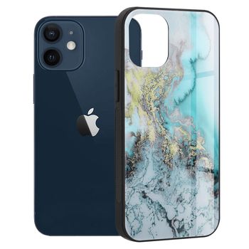 Husa cu spate din sticla techsuit - glaze series - iphone 12 mini - blue ocean