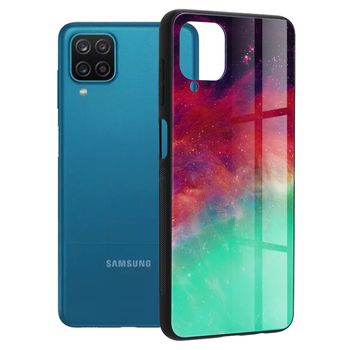 Husa cu spate din sticla techsuit - glaze series - samsung galaxy a12 - fiery ocean