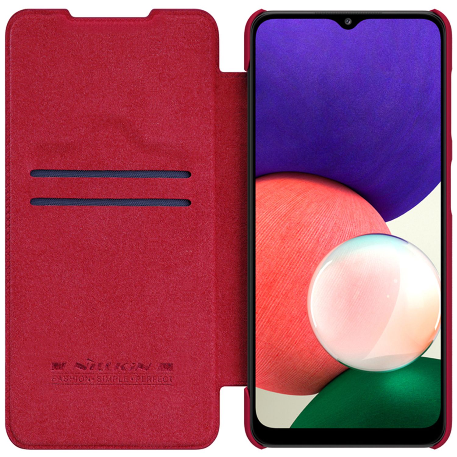 Husa Nillkin - Qin Leather Case - Samsung Galaxy A22 4G - Red fotografia produsului View 3 L