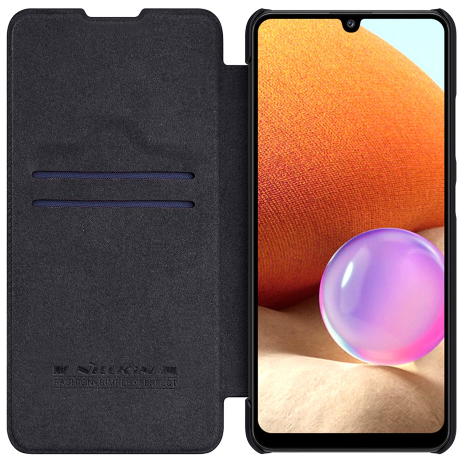 Husa Nillkin - Qin Leather Case - Samsung Galaxy A32 4G - Black fotografia produsului View 3 L