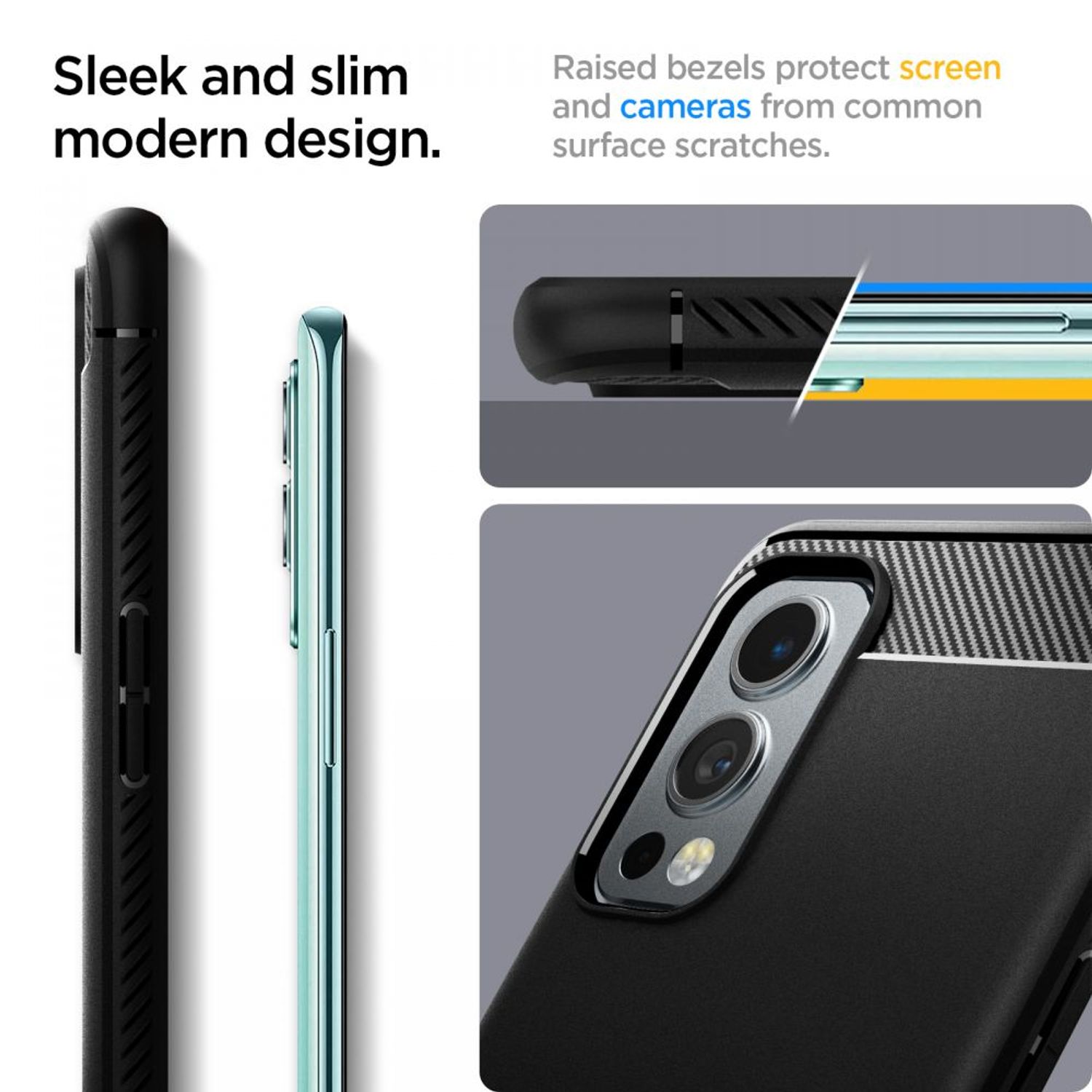 Husa premium Rugged Armor compatibila cu Oneplus Nord 2 5G, Negru fotografia produsului View 3 L