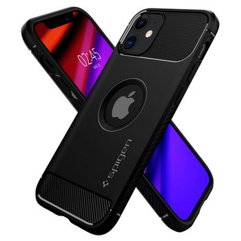 Husa premium rugged armor compatibila cu iphone 12 mini, negru