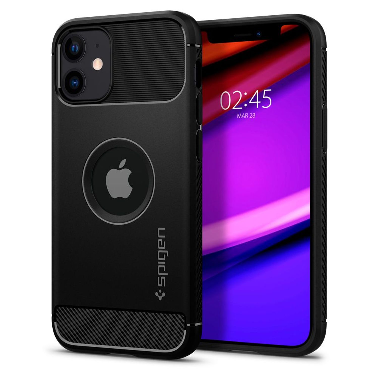 Husa premium Rugged Armor compatibila cu iPhone 12 Mini, Negru fotografia produsului View 2 L