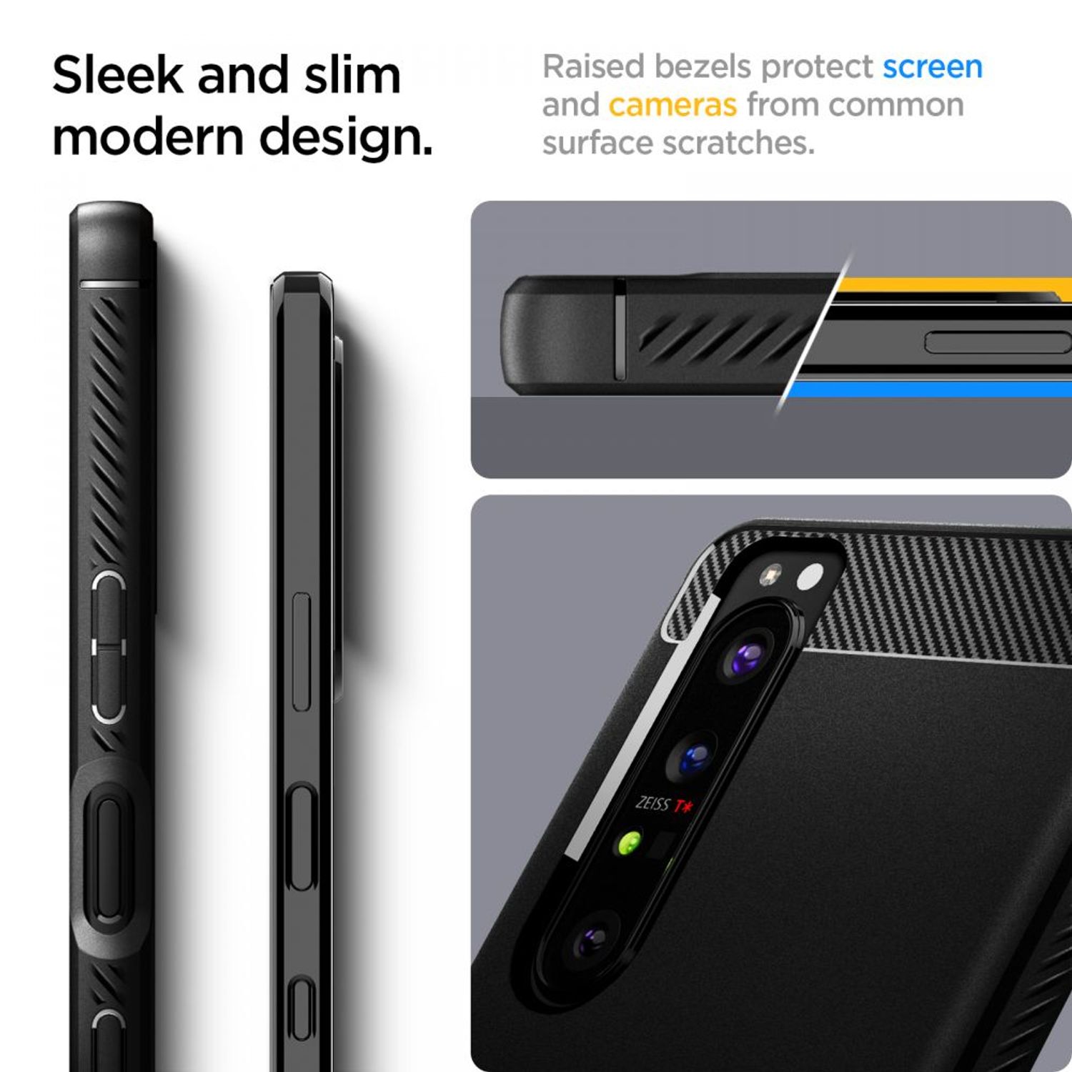 Husa premium Rugged Armor compatibila cu Sony Xperia 1 III, Negru fotografia produsului View 2 L