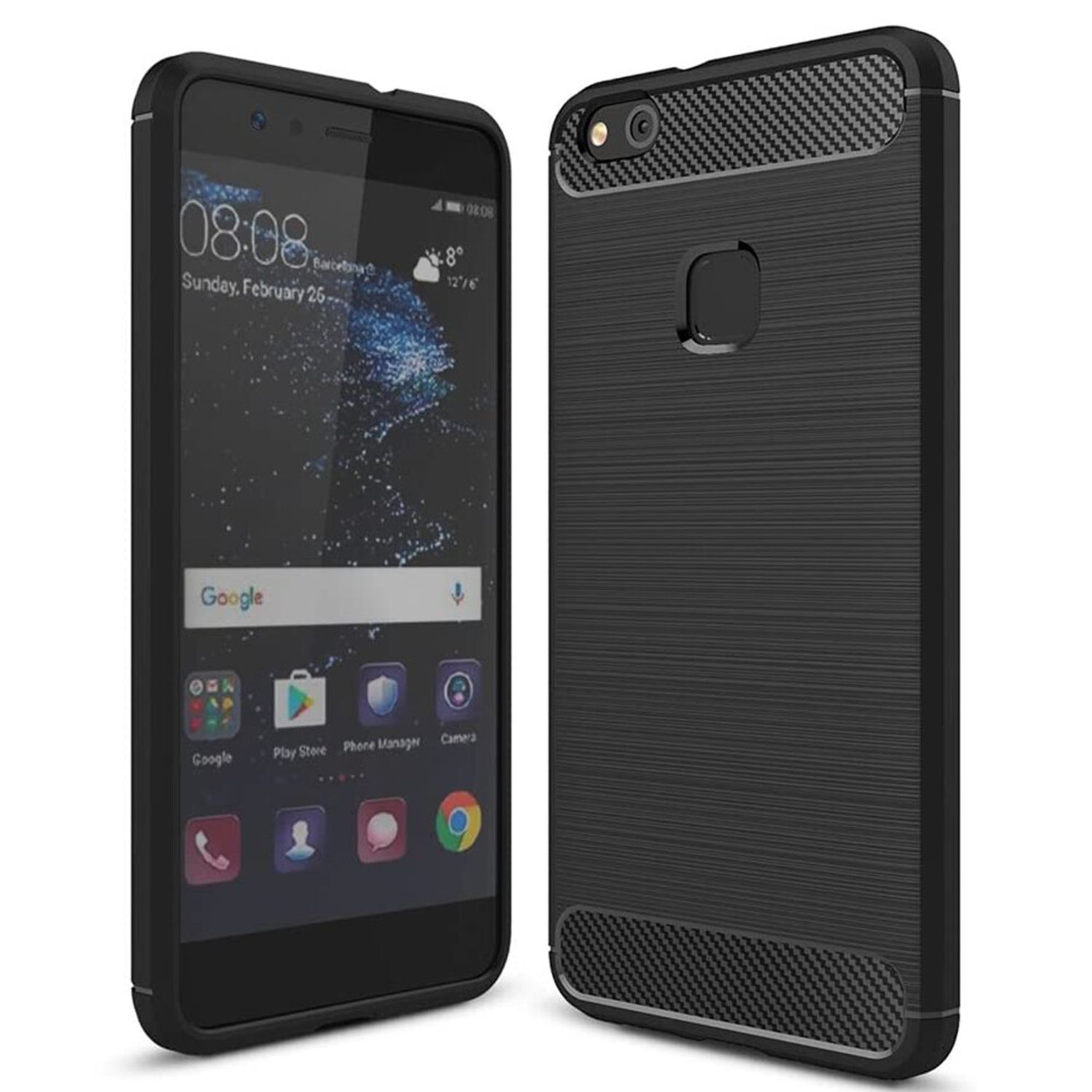 Husa Techsuit - Carbon Silicone - Huawei P10 Lite - Black fotografia produsului