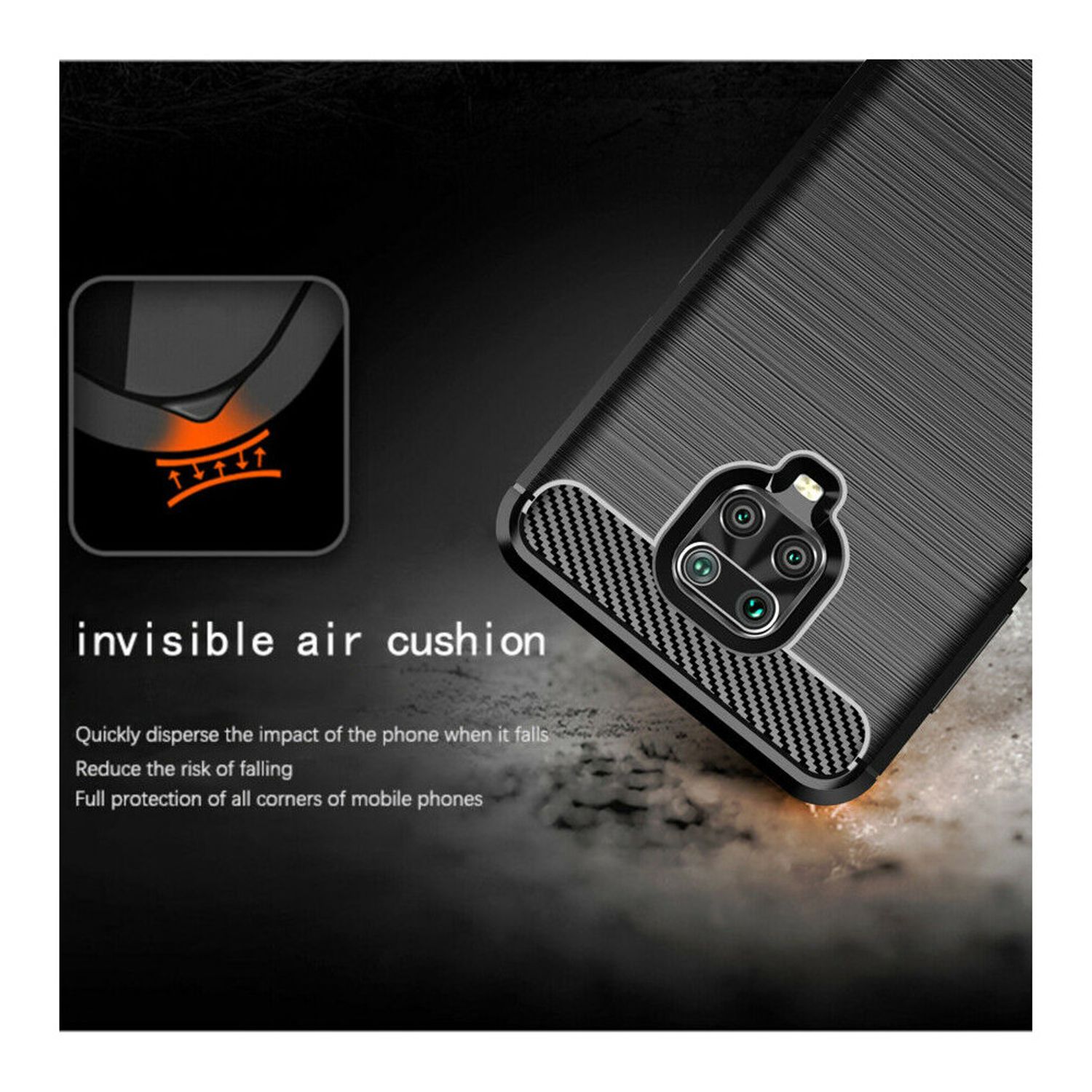 Husa Techsuit - Carbon Silicone - Xiaomi Redmi Note 9S / Note 9 Pro / Note 9 Pro Max - Black fotografia produsului View 2 L