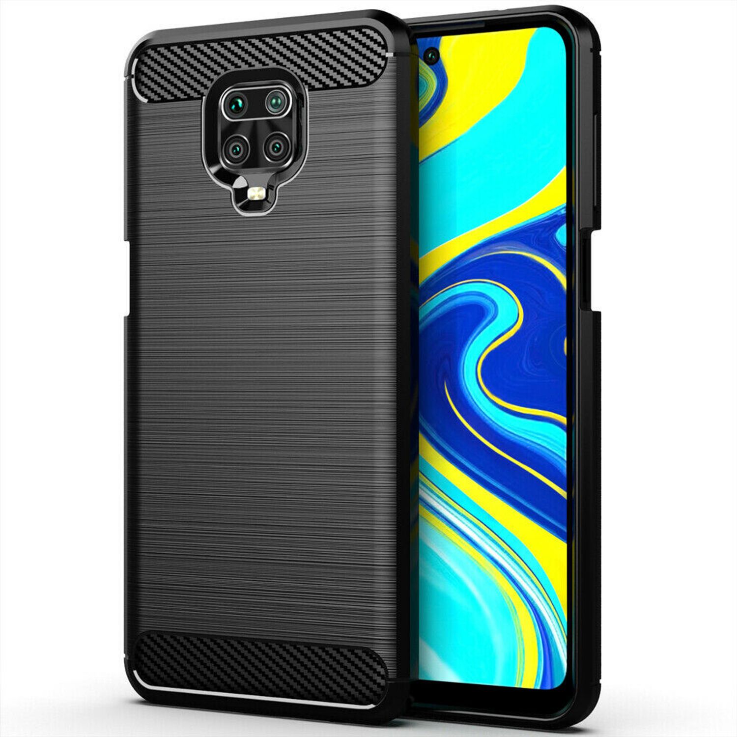 Husa Techsuit - Carbon Silicone - Xiaomi Redmi Note 9S / Note 9 Pro / Note 9 Pro Max - Black fotografia produsului
