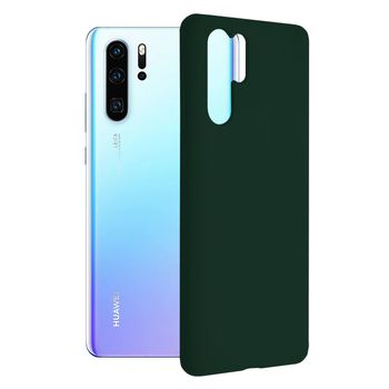 Husa premium techsuit - soft edge silicone - huawei p30 pro - dark green