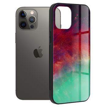 Husa cu spate din sticla techsuit - glaze series - iphone 12 pro max - fiery ocean
